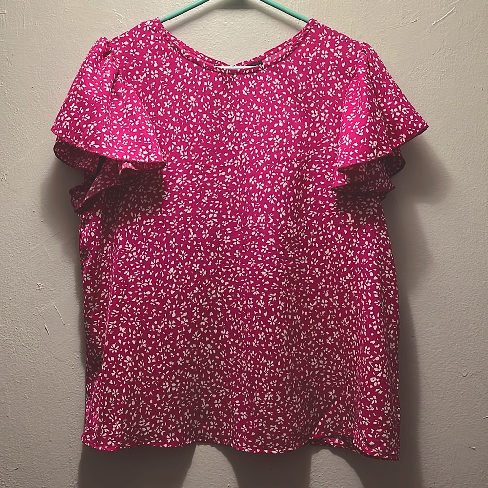 Pink butterfly sleeve blouse